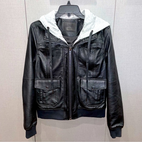 Blank NYC Faux Leather Hooded Jacket - Picture 1 of 7